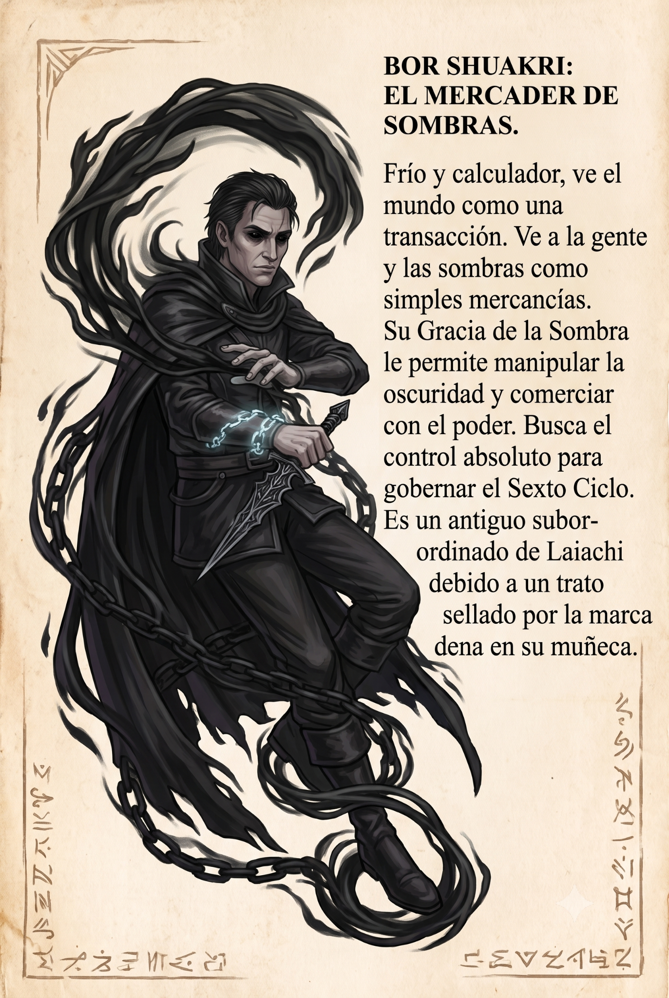 Ilustración de Bor Shuakri, mercader del Sello de Sombra